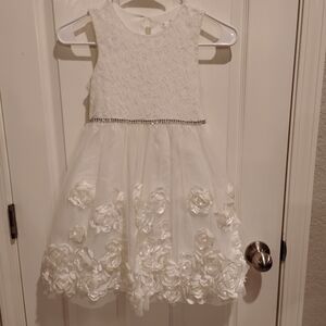 Elegant White Floral Kids Dress